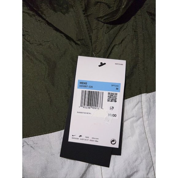 Nike NSW Swoosh Woven Mens Full Zip Hooded Windbreaker Jacket Size M Green White - Picture 8 of 8